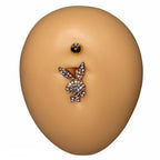 Gold Crystal Paved Playboy Belly Bar  image 1