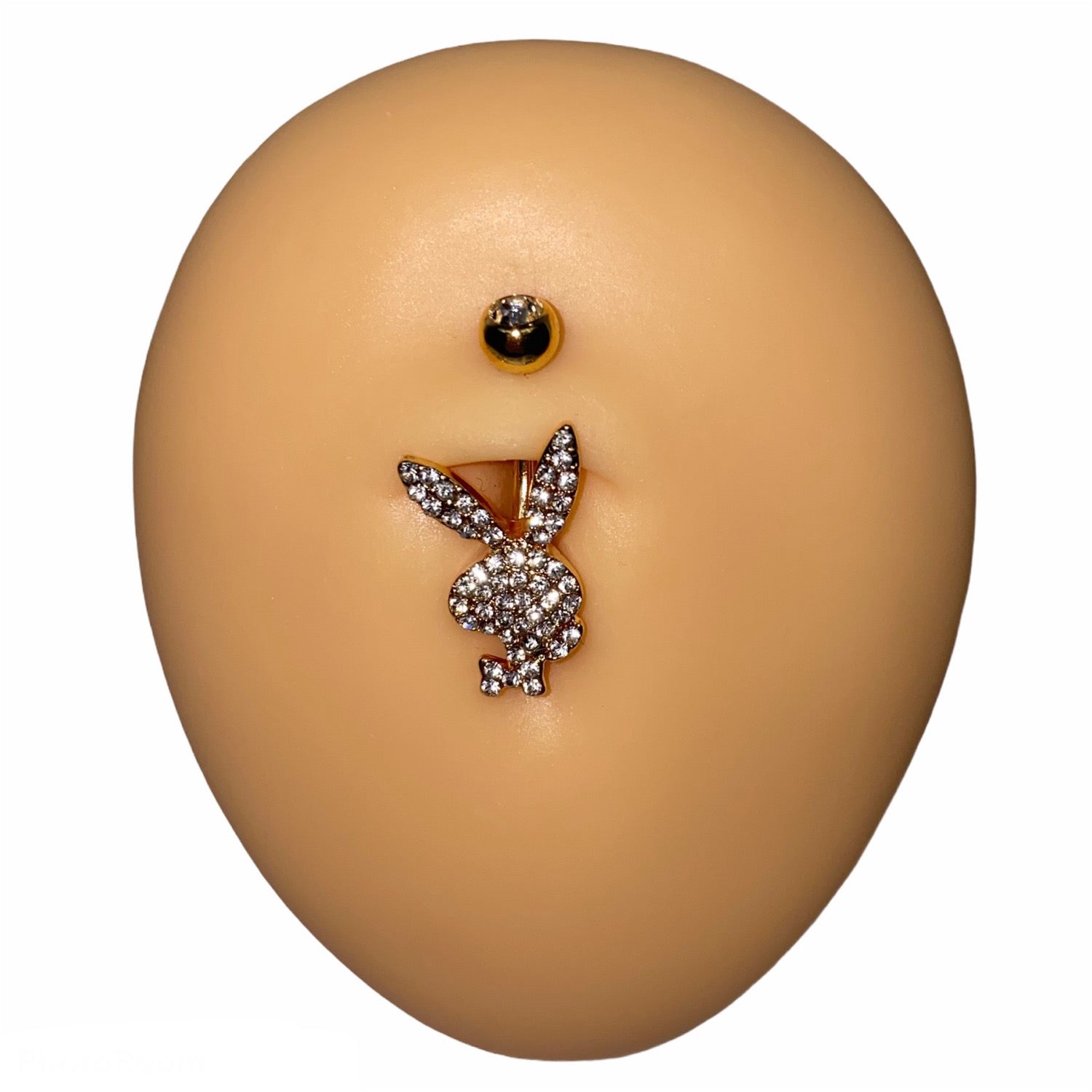 Gold Crystal Paved Playboy Belly Bar  image 1