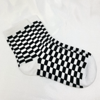White & Black Checkered Socks image 2
