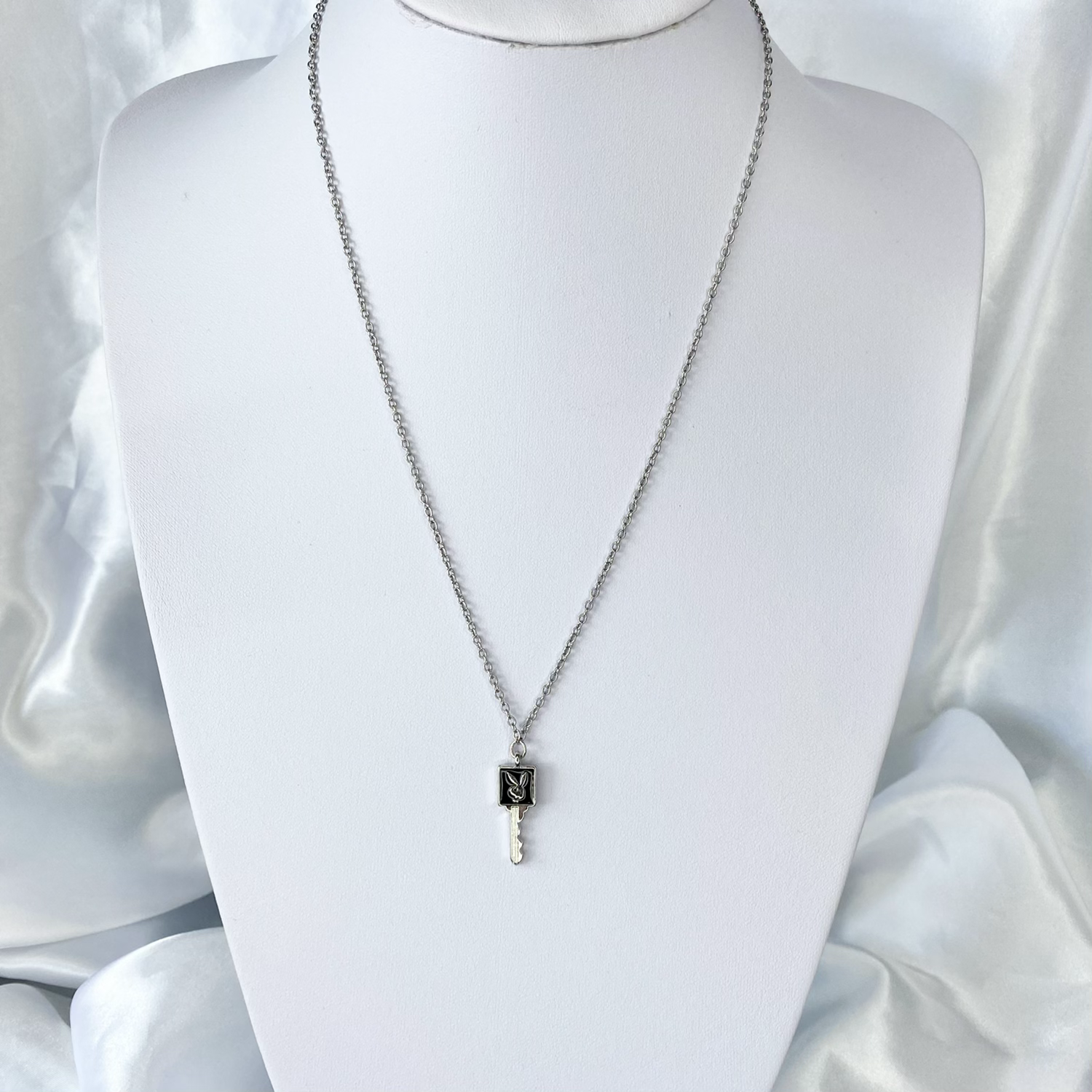 Black Enamel Playboy Key Necklace image 1