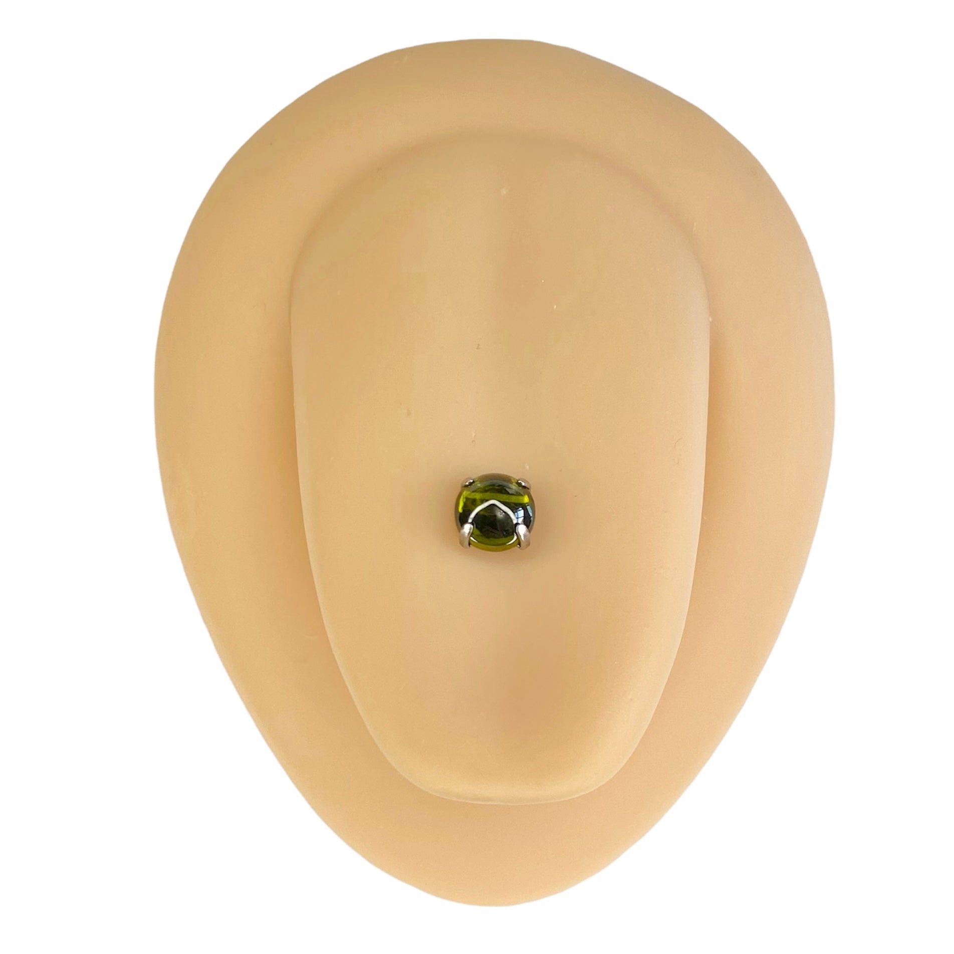Green Cabochon Stone Tongue Bar image 0