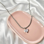 Silver CZ Bling Heart Necklace image 1