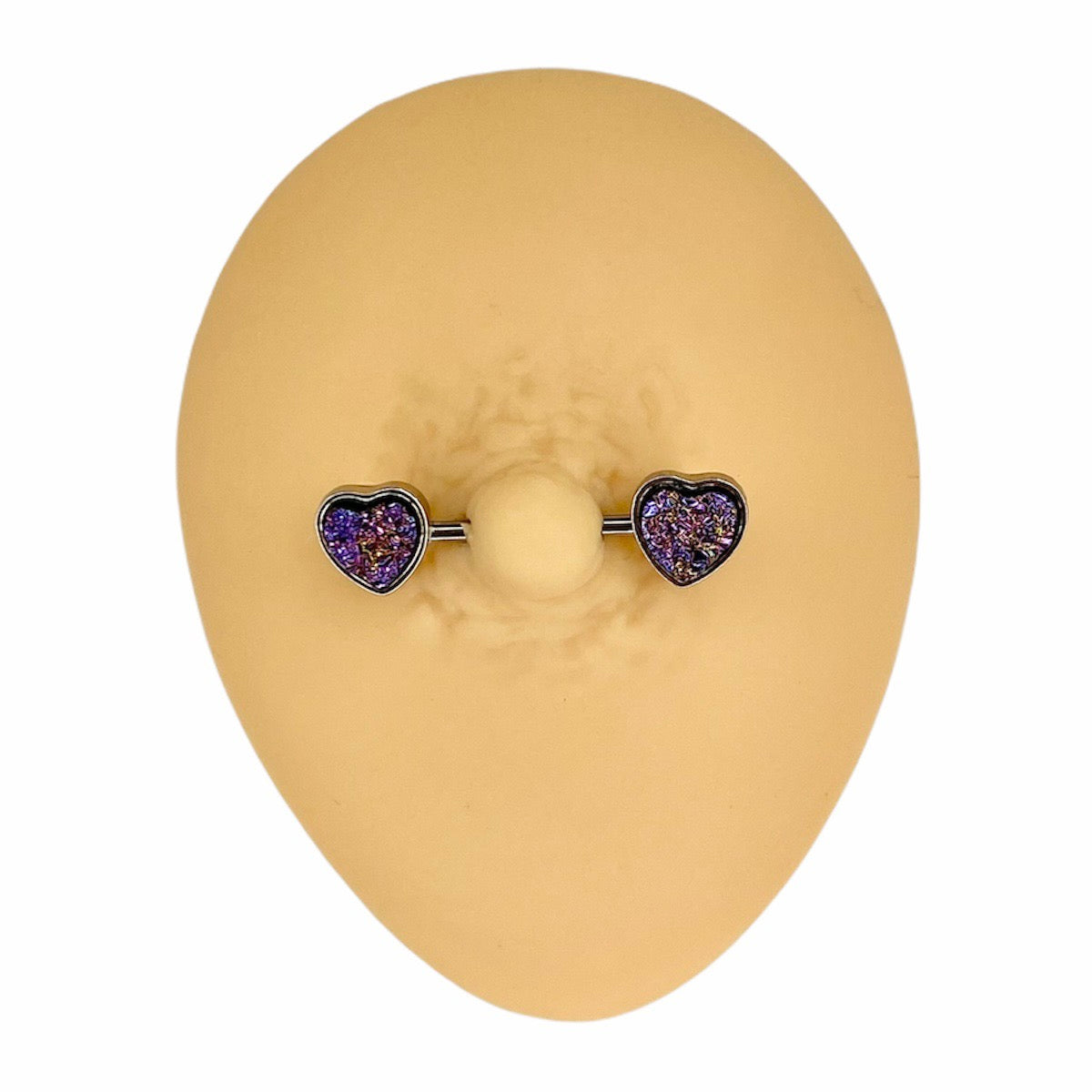 Purple Druzy Stone Heart Nipple Bar image 0