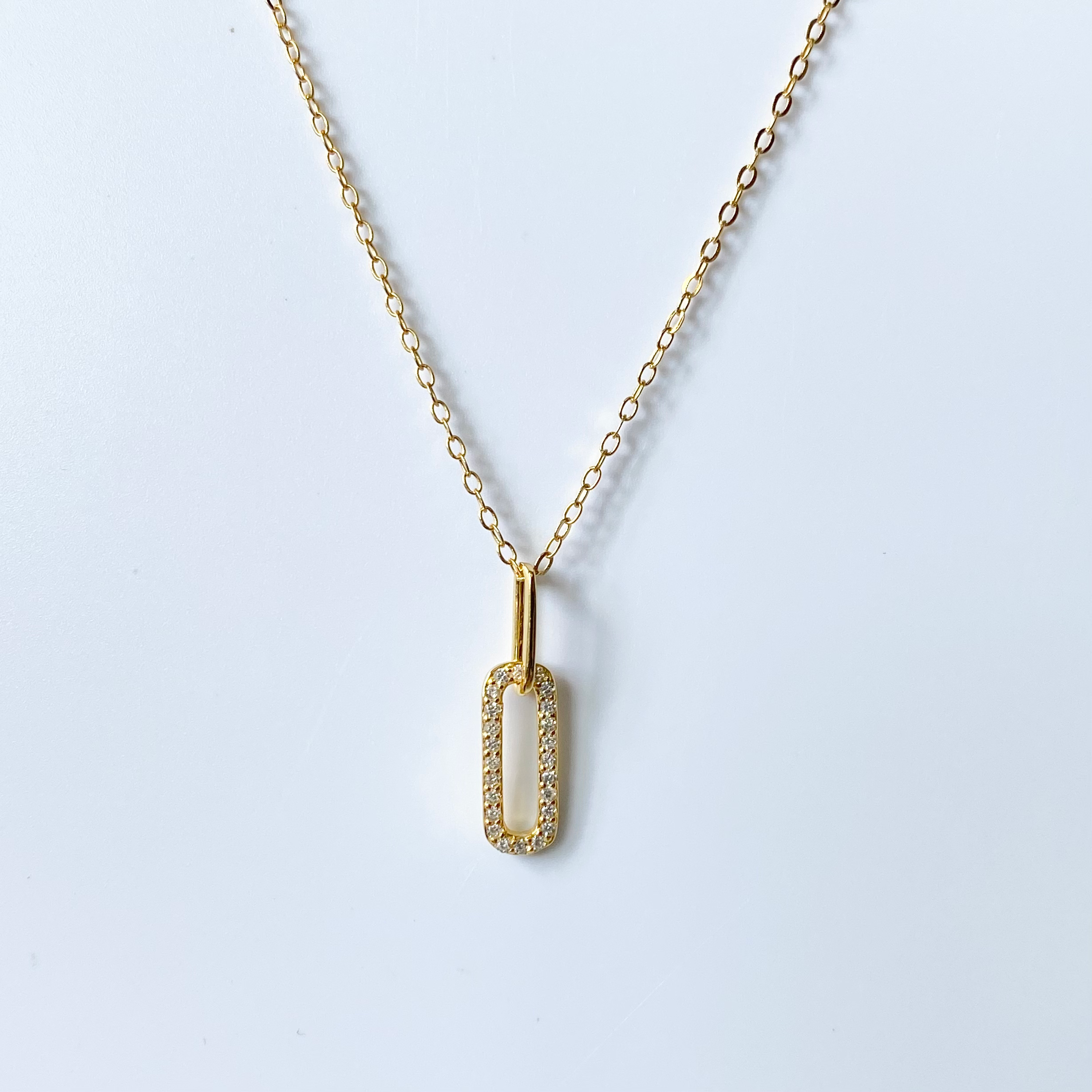 Gold CZ Chain Link Necklace image 0