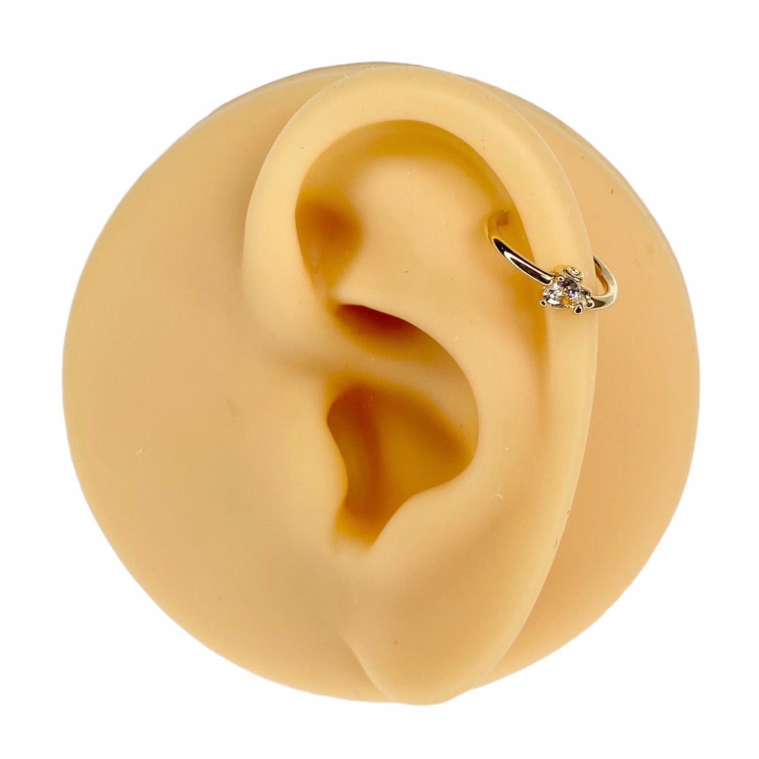 Gold Multi Directional CZ Heart Captive Hoop Ring image 0