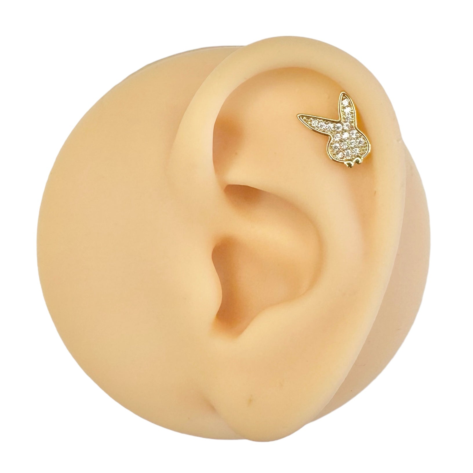 Gold CZ Paved Playboy Barbell Stud image 0