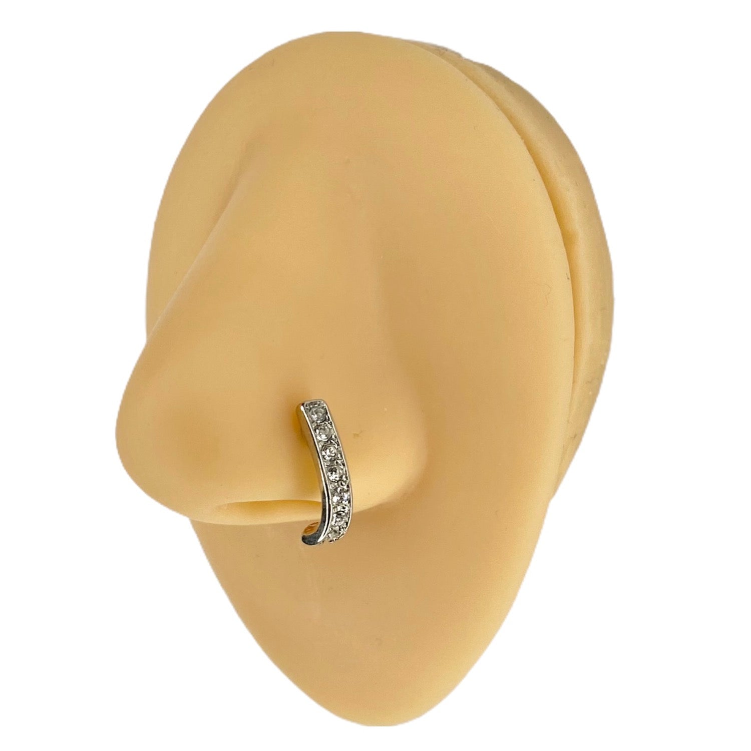 Silver CZ Nose Crawler Stud image 0