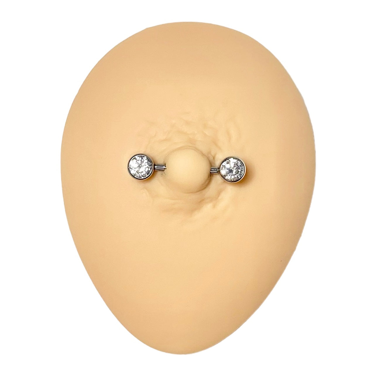 Silver Cubic Zirconia Nipple Bar image 0