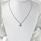 Pink Crystal Paved Weed Leaf Necklace image 1