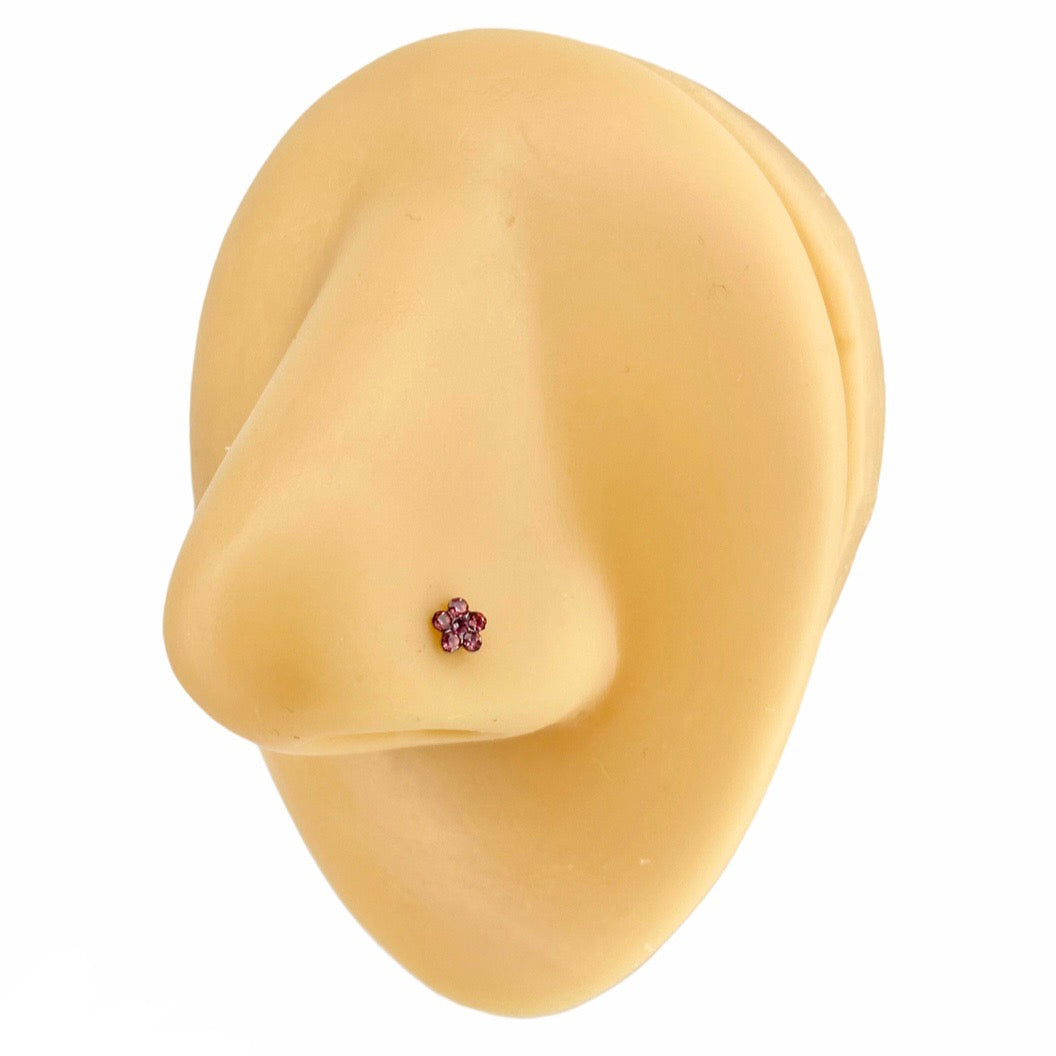 Pink Mini Crystal Flower Nose Stud image 0