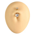 Gold Double CZ Heart Belly Bar  image 0