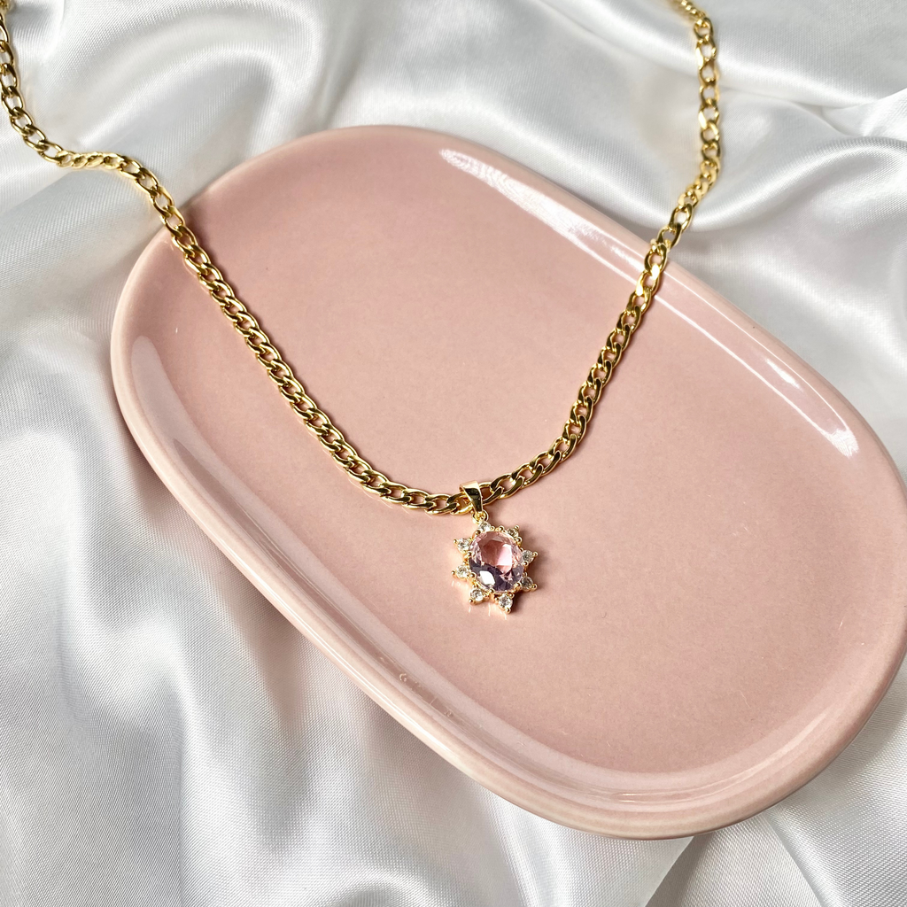Baby Pink Royal CZ Necklace image 1