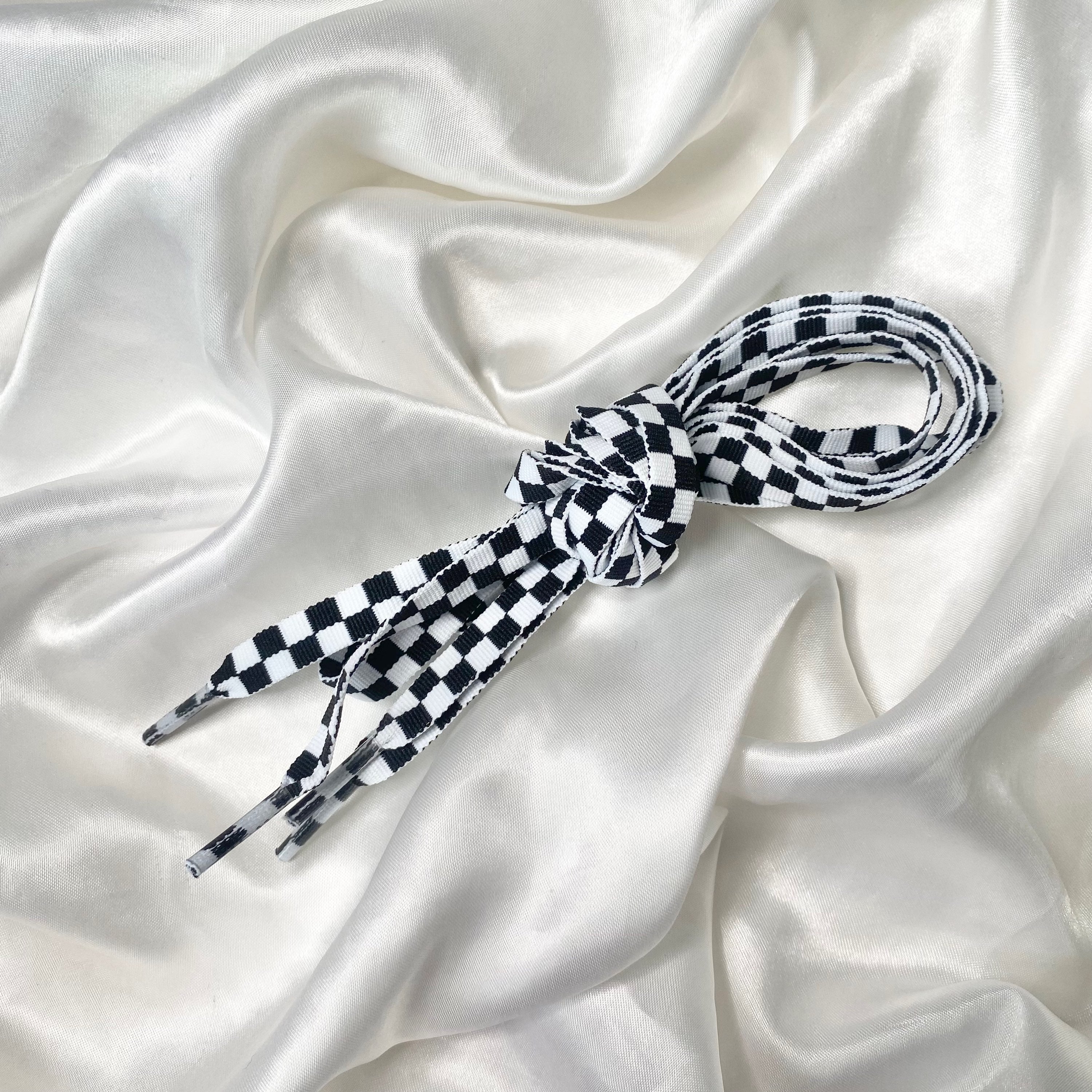 Black & White Checkered Shoe Laces image 0
