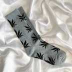 Grey & Black Weed Leaf Socks image 1