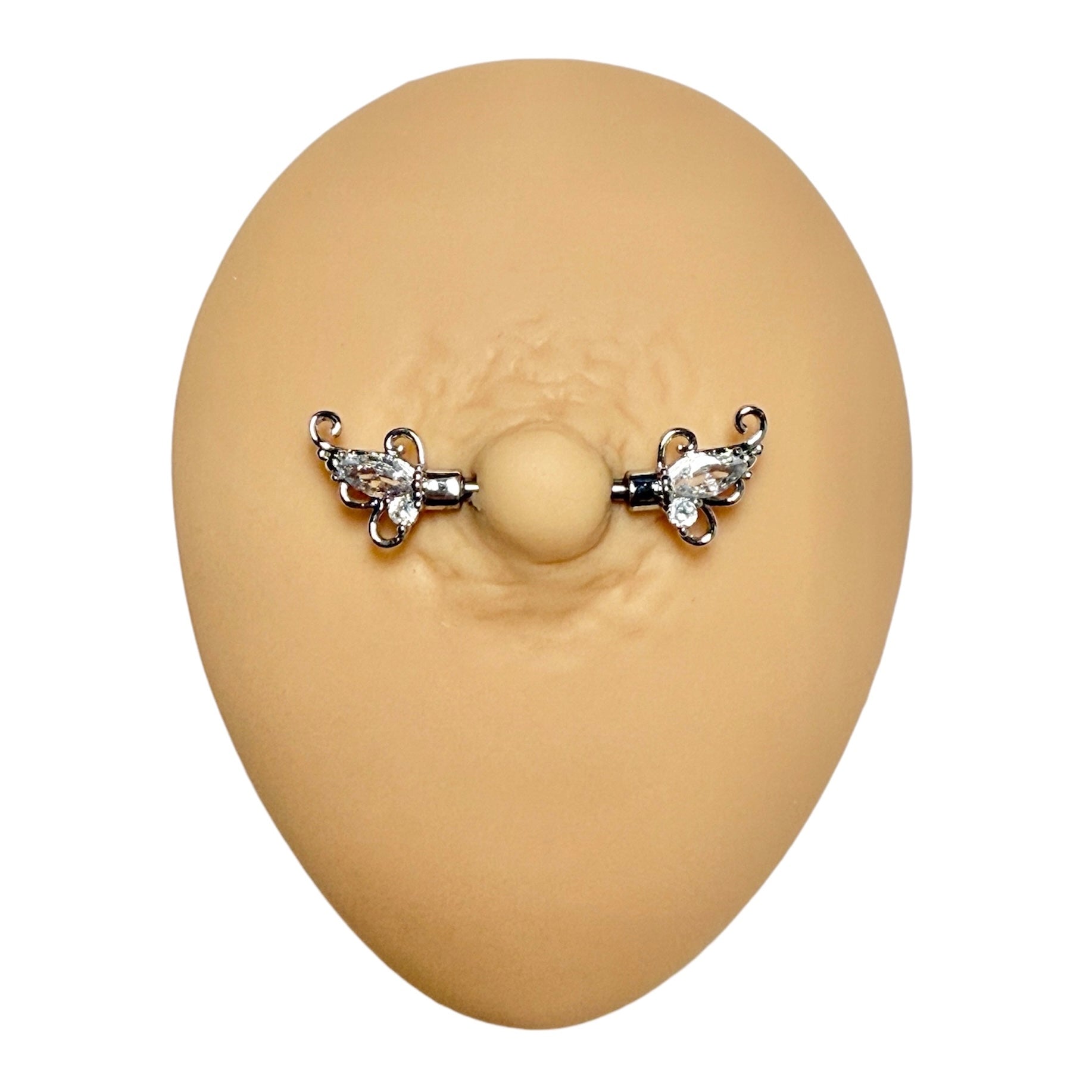 Silver Half Butterfly Wing Nipple Bar image 0