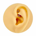 Pink 3mm CZ Prong Set Curved Barbell image 0
