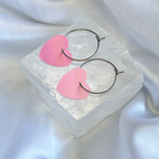 Pink AB Sequin Heart Hoop Earrings image 0