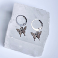 Silver CZ Butterfly Hoop Earrings image 0