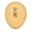 Silver CZ 3 Heart Reverse Belly Bar  image 0
