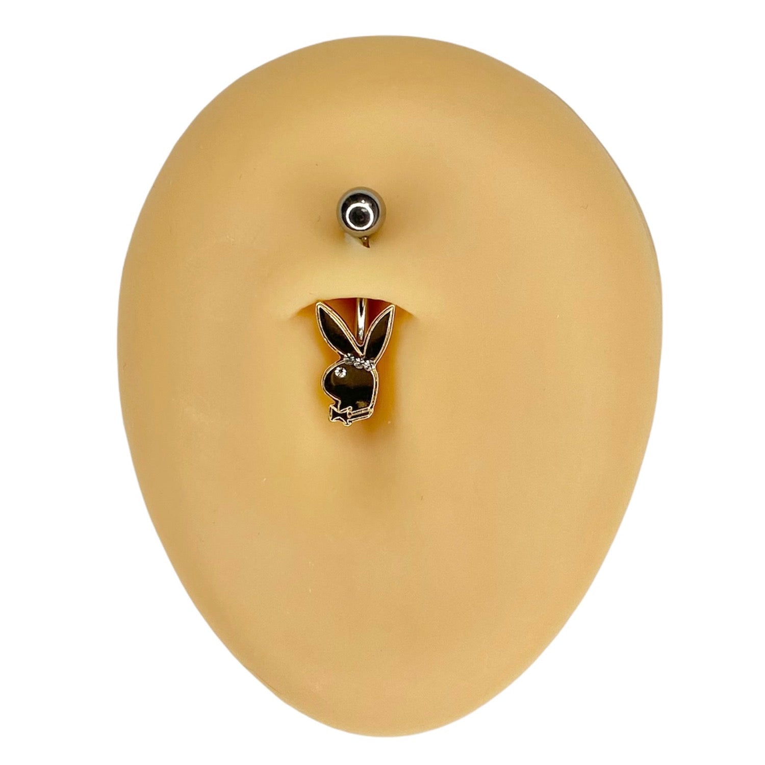 Gold Playboy Rhinestone Eye & Headband Belly Bar image 0
