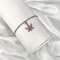 Pink Crystal Paved Weed Anklet image 0