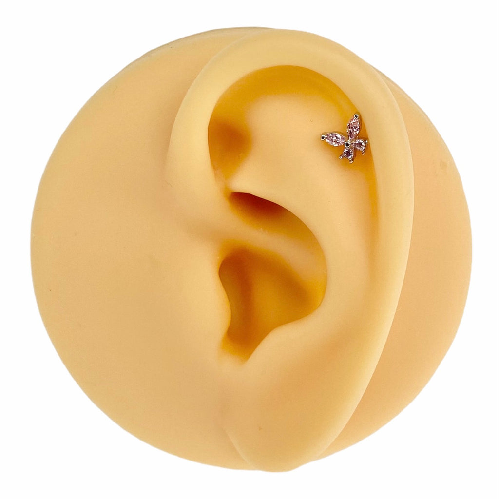 Pink Cubic Zirconia Butterfly Flat Back Stud image 0