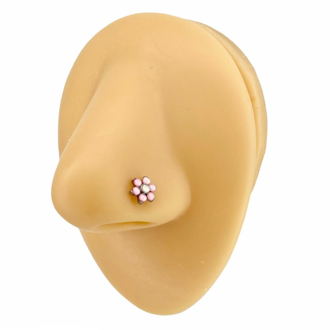 Pink Illuminating Flower Nose Stud image 0