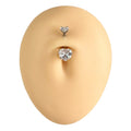 Silver Double CZ Heart Belly Bar  image 0