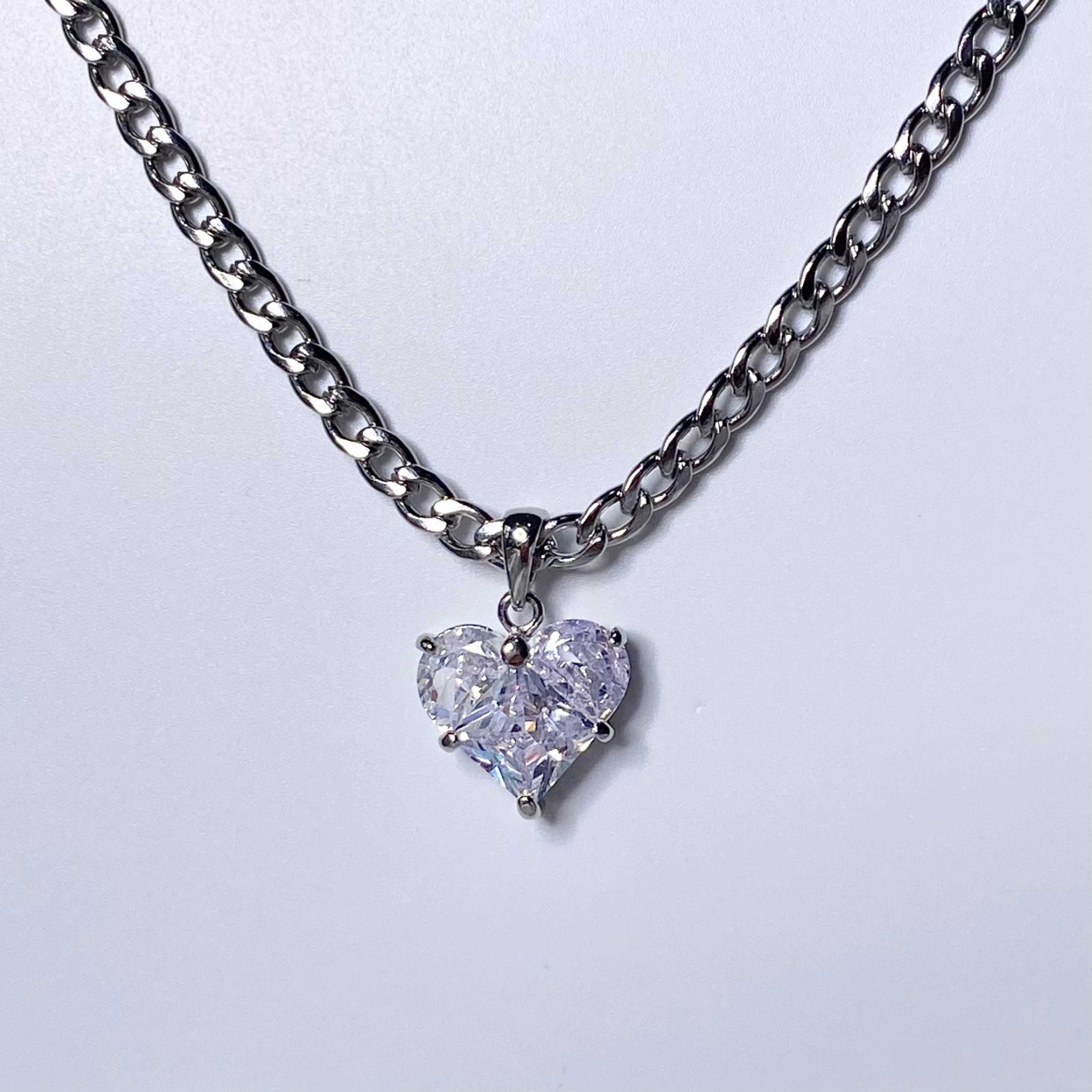 Silver CZ Bling Heart Necklace image 0