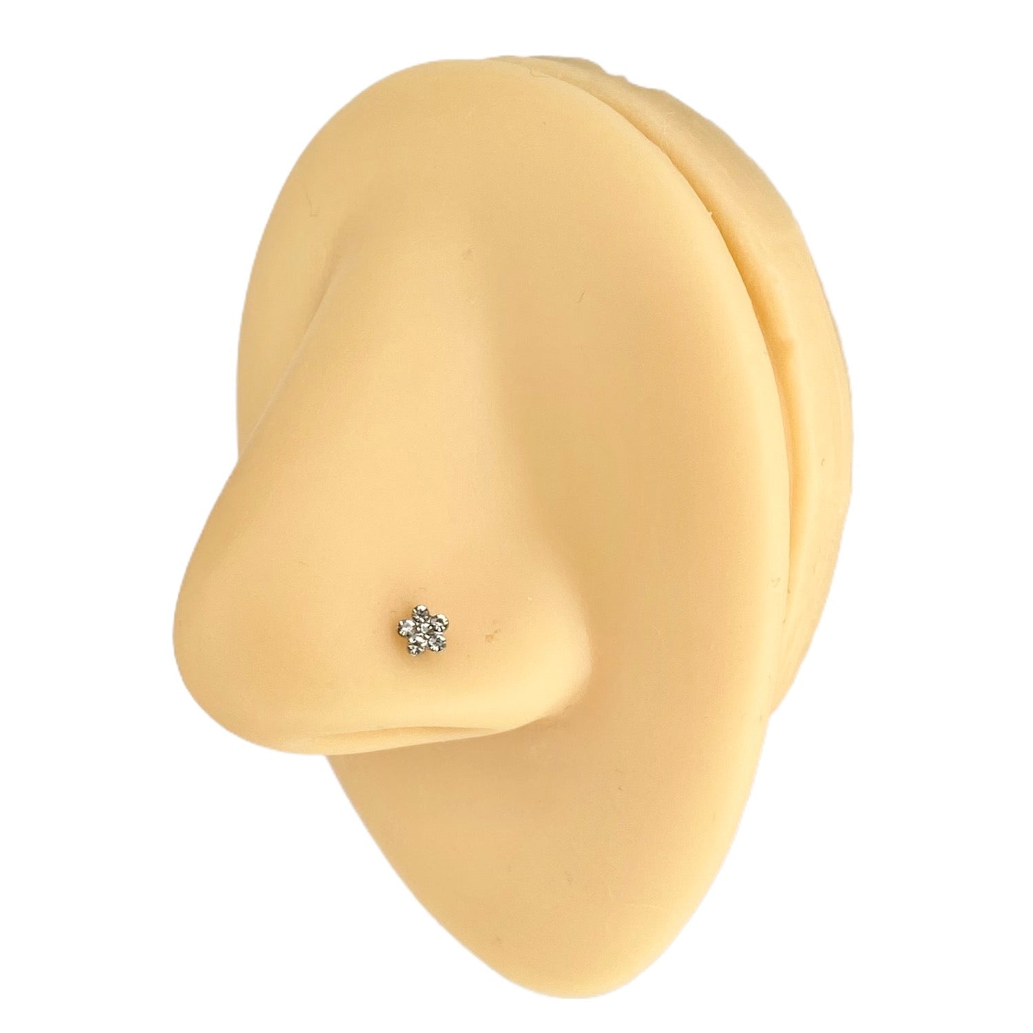 Silver Mini Crystal Flower Nose Stud image 0