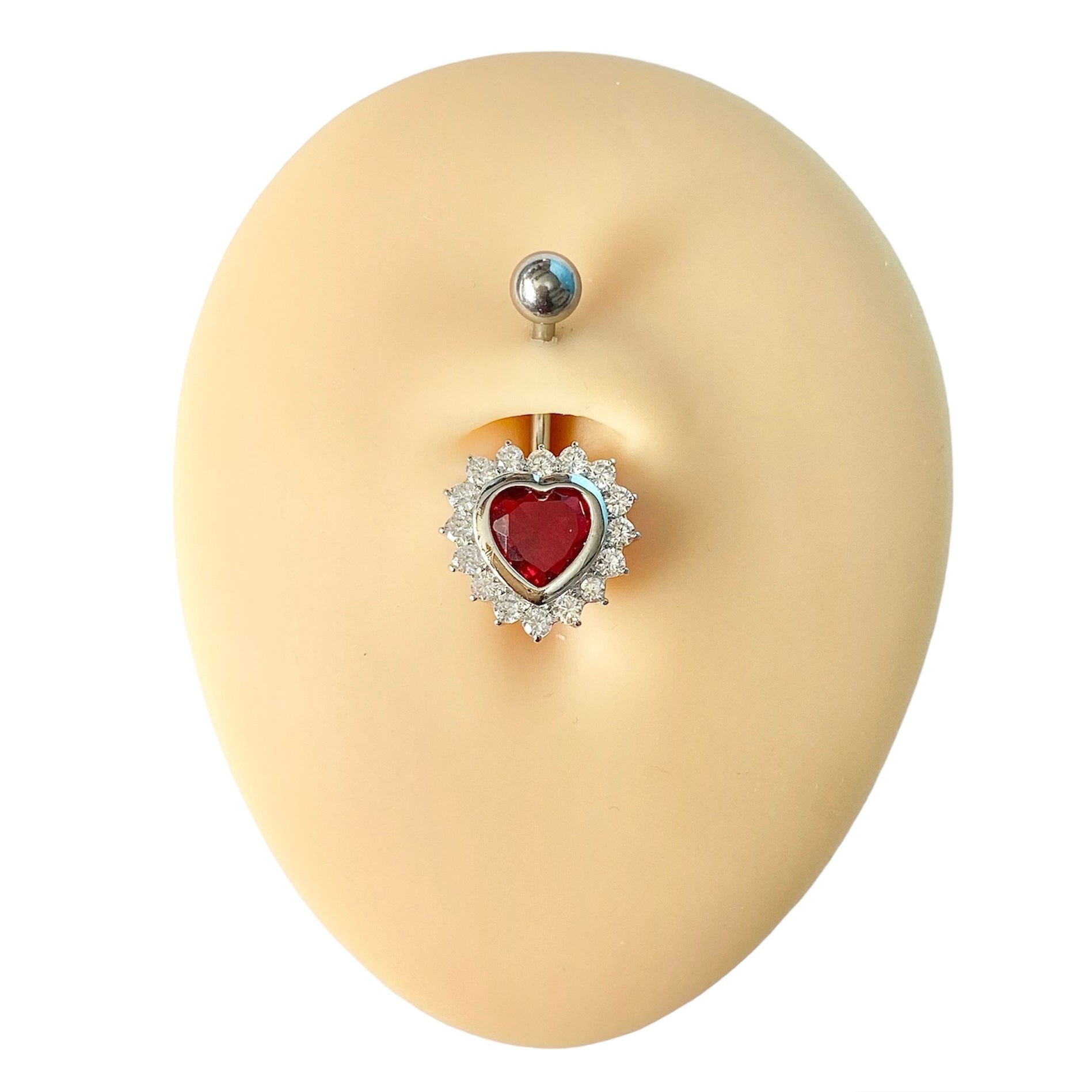 Red Heart CZ Outline Belly Bar  image 0