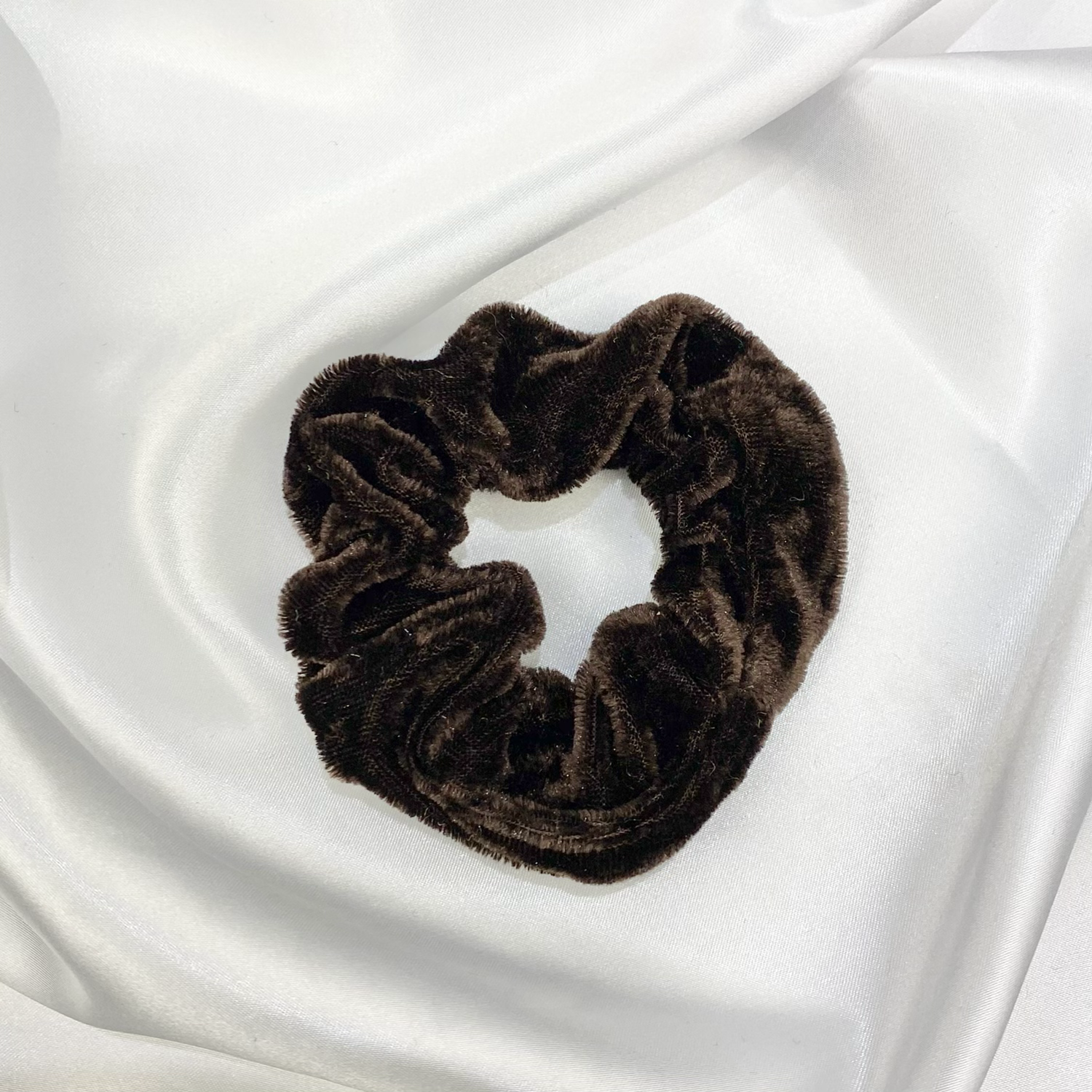 Dark Chocolate Brown Velvet Scrunchie image 0