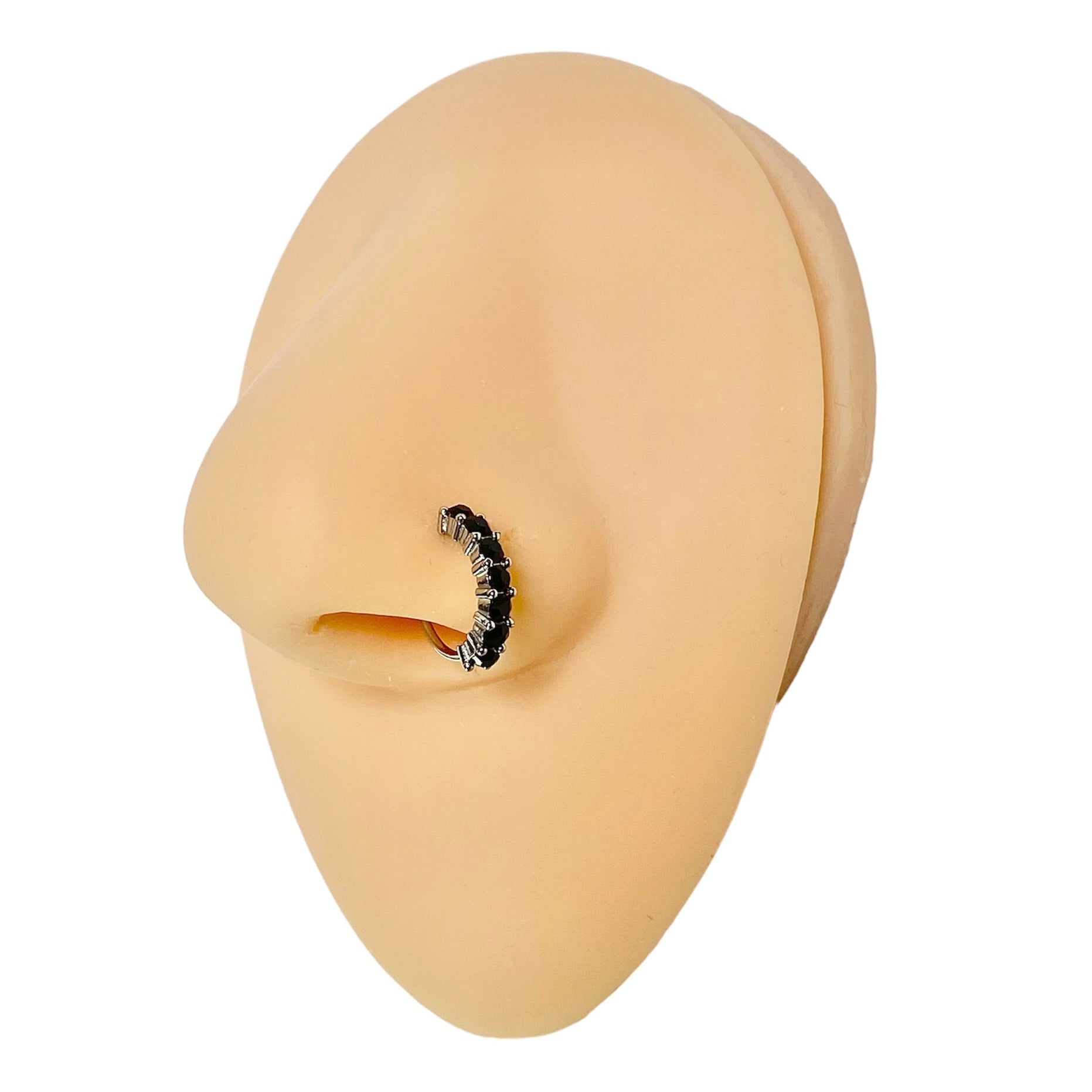 Black 7 Crystal Lined Nose Hoop image 0