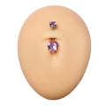 Pink CZ Round Top Heart Belly Bar image 0