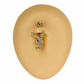 Gold Red Eye CZ Playboy Belly Bar  image 0