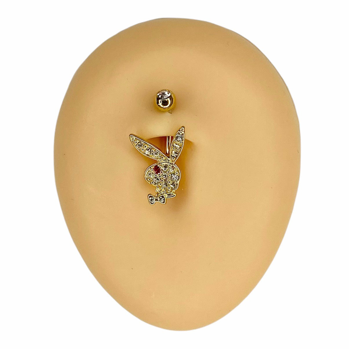 Gold Red Eye CZ Playboy Belly Bar  image 0