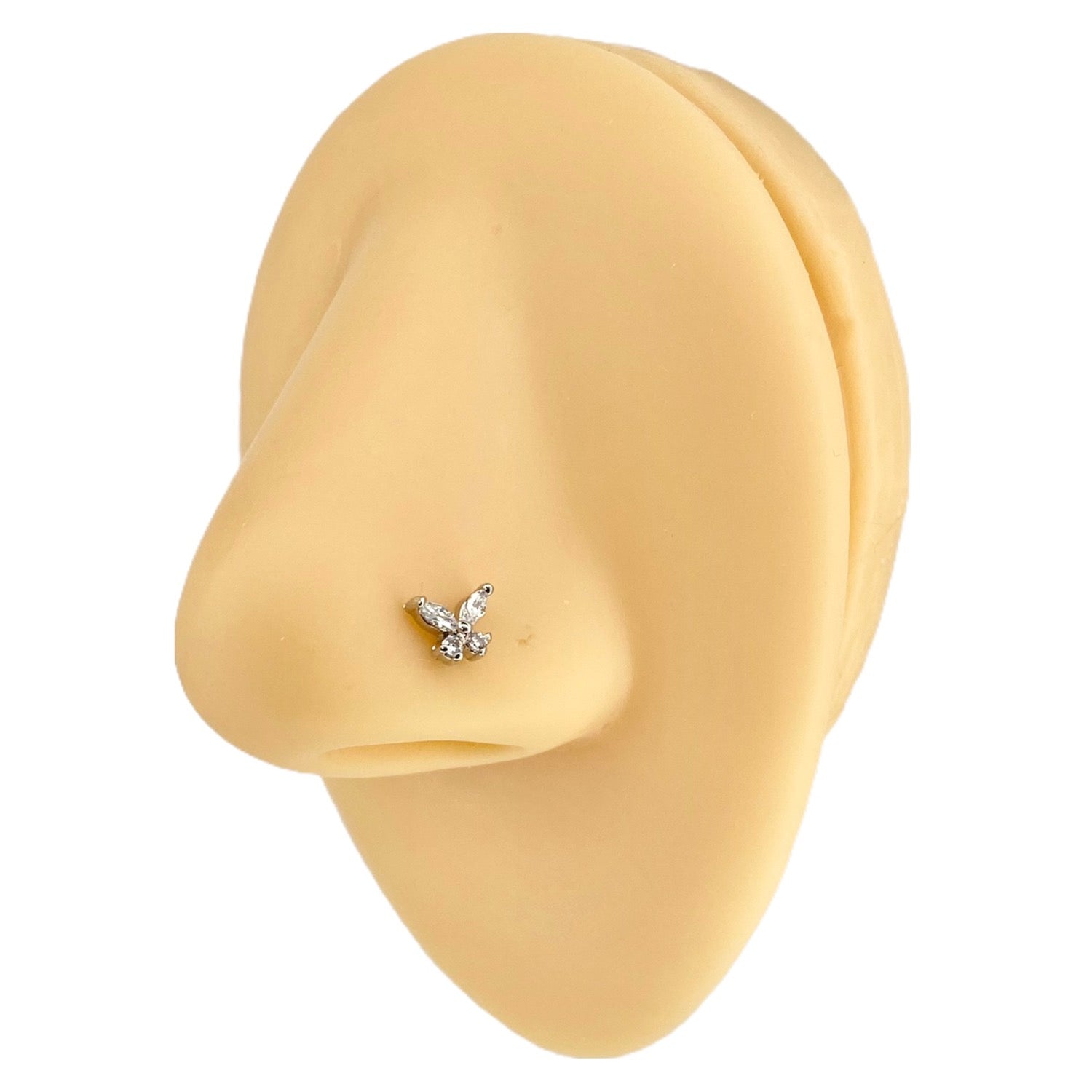 Silver Cubic Zirconia Butterfly Nose Stud image 0