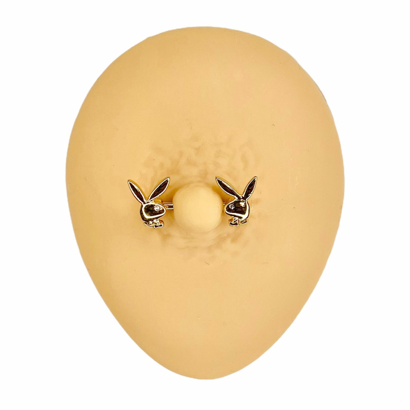 Gold Playboy Rhinestone Eye Nipple Bar image 0