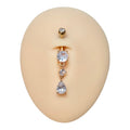 Gold CZ Tear Drop Dangle Belly Bar  image 0