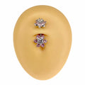 Pink Double End CZ Flower Belly Bar  image 0