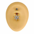 Silver CZ Marquise Flower Belly Bar  image 0