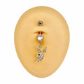 Gold Black Eye CZ Playboy Dangle Belly Bar  image 0