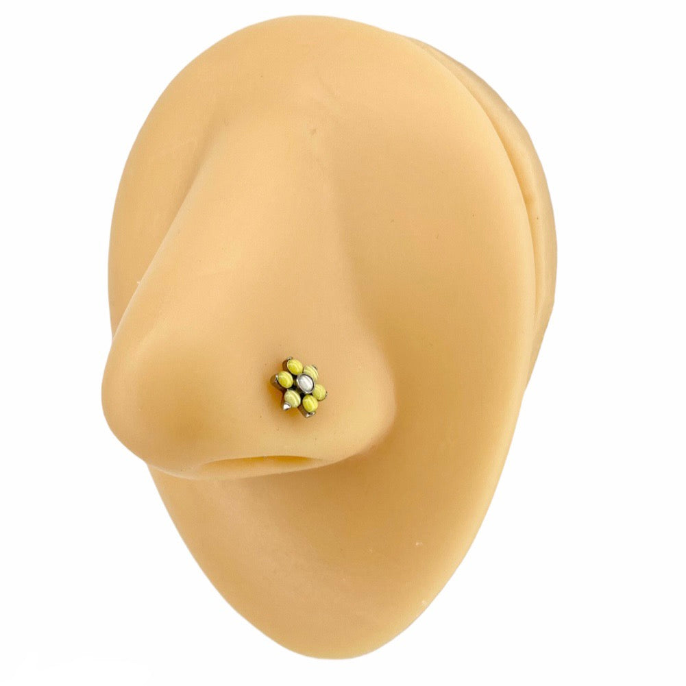 Yellow Illuminating Flower Nose Stud image 0