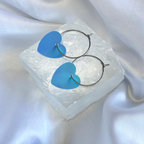 Blue AB Sequin Heart Hoop Earrings image 0
