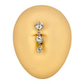 Silver CZ 3 Prong Reverse Belly Bar  image 0
