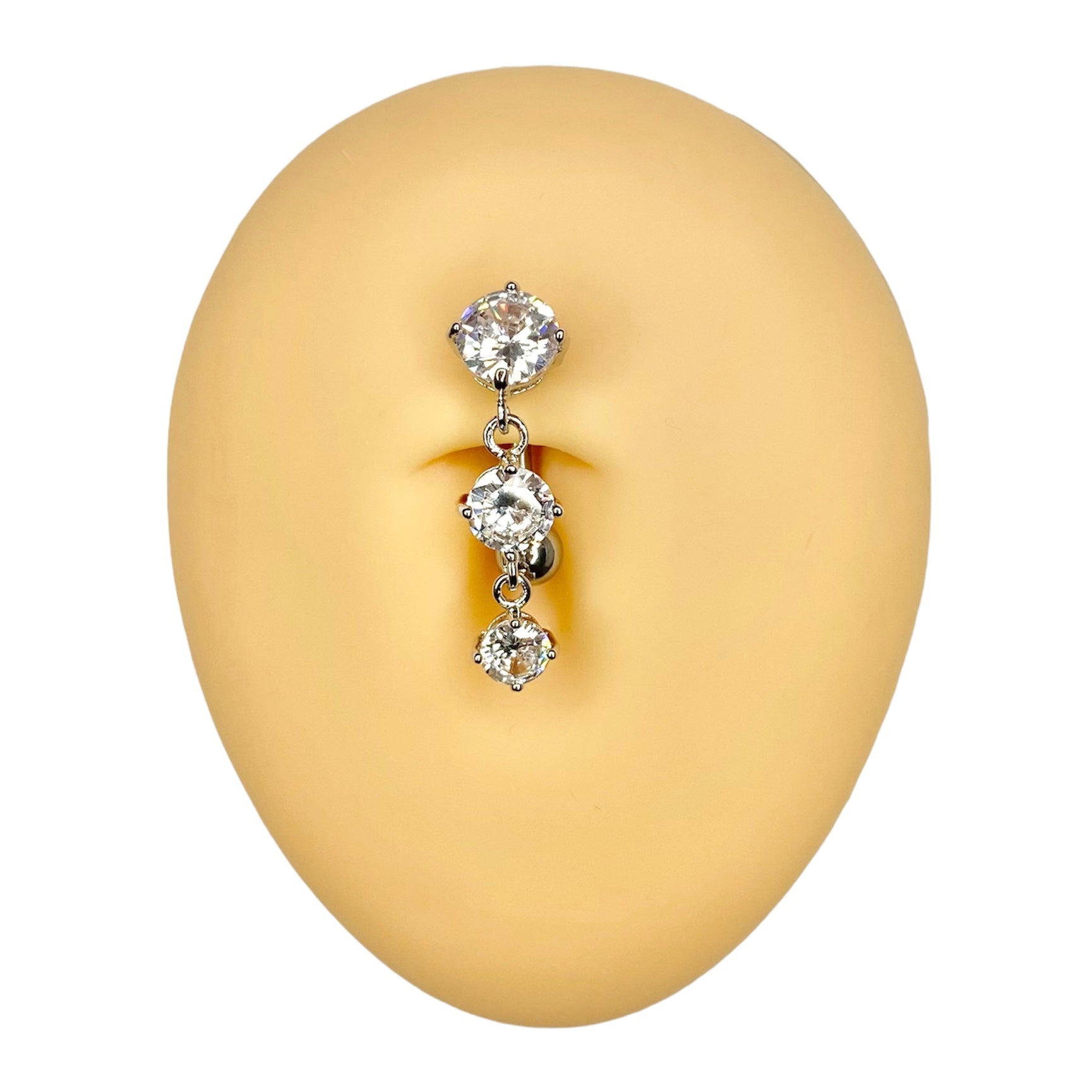 Silver CZ 3 Prong Reverse Belly Bar  image 0
