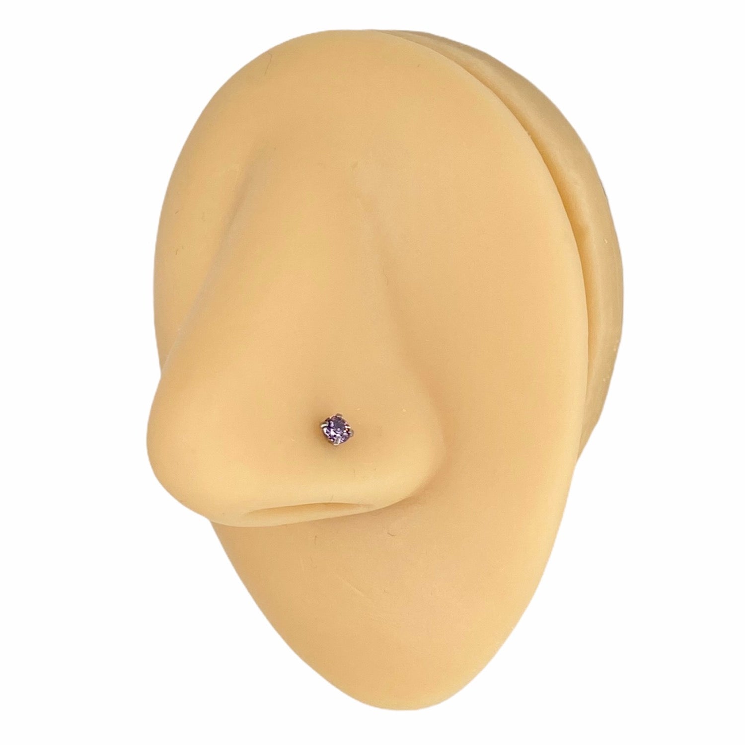 Purple Prong Cubic Zirconia Nose Stud image 0