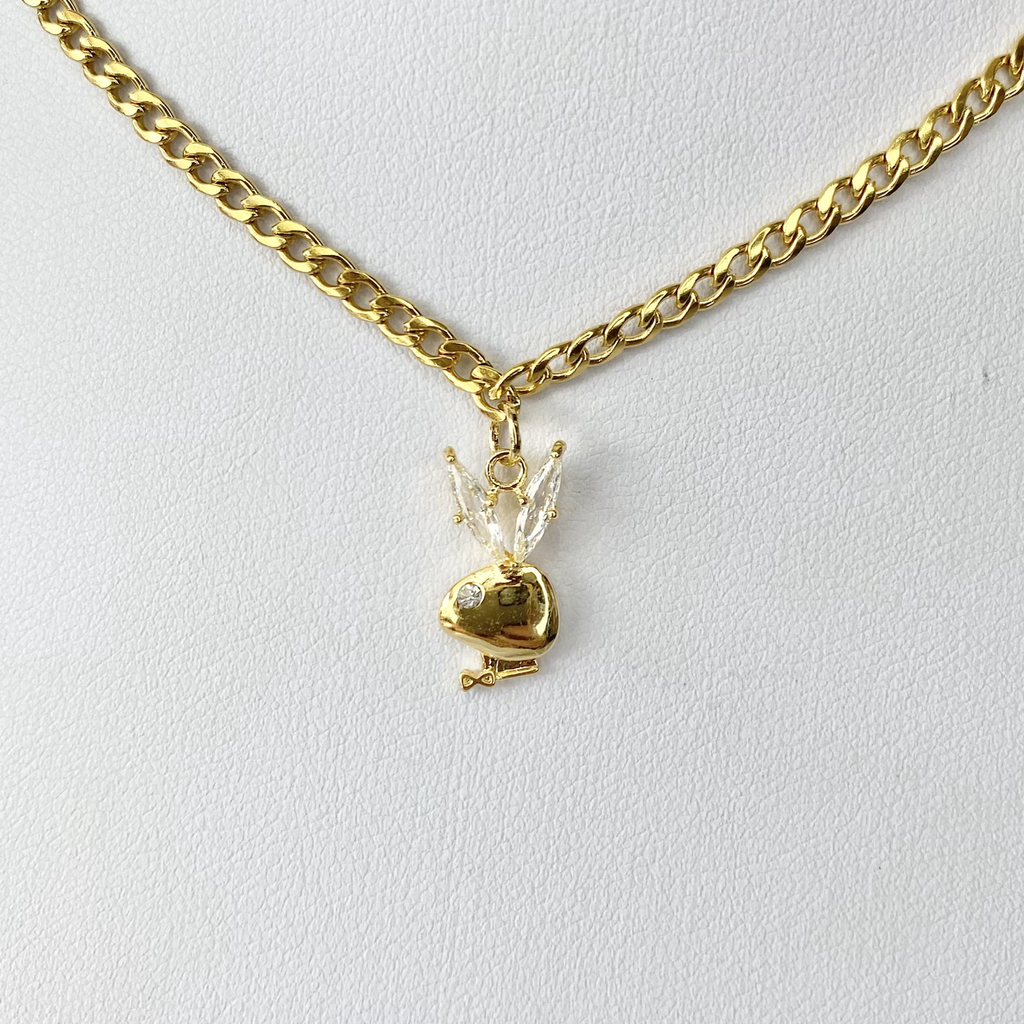 Gold CZ Ear Playboy Necklace image 0