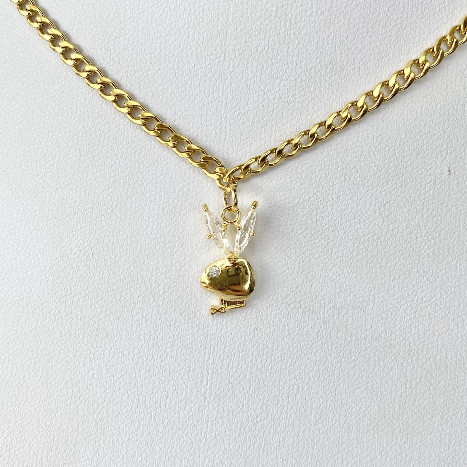 Gold CZ Ear Playboy Necklace image 0