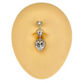 Silver Triple CZ Heart Reverse Belly Bar  image 0